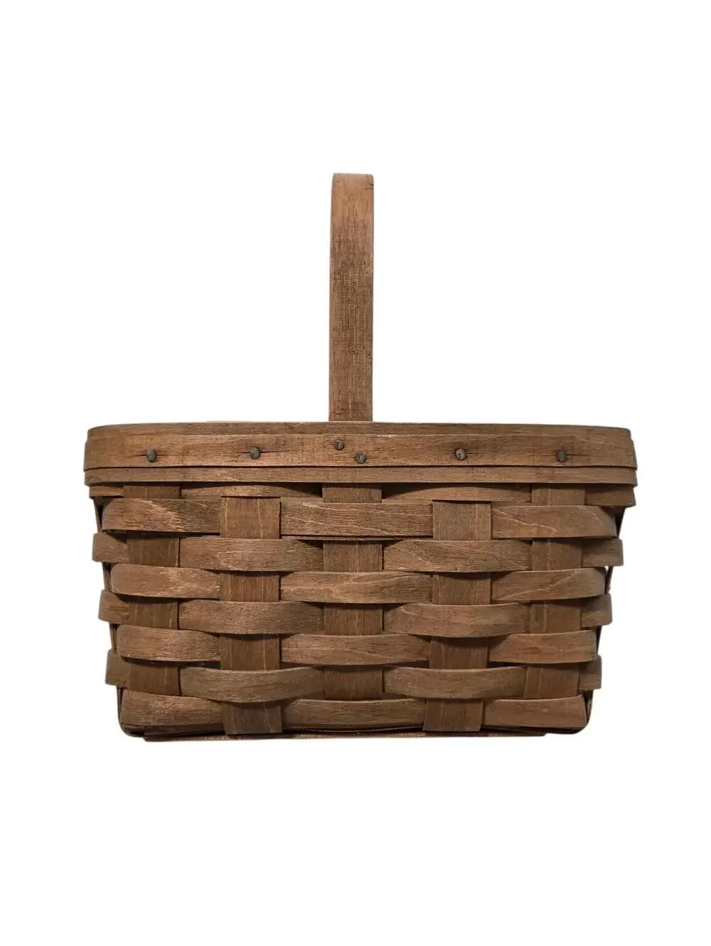 Vintage 1985 Longaberger Handwoven Medium Market Basket Signed EKS Dated, EUC